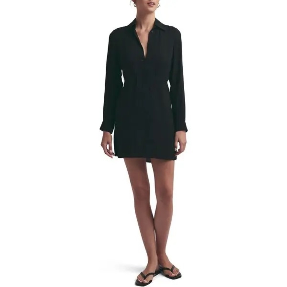 Favorite Daughter Long Sleeve Mini Shirtdress Black Size XS